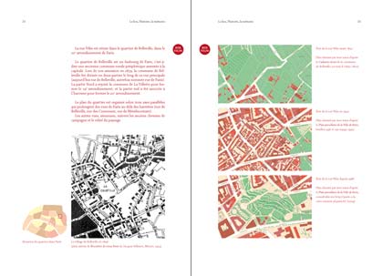 Double page. Histoire de la rue Vilin par les plans.